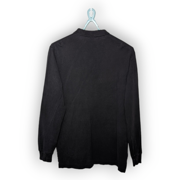 Ralph Lauren Men's Black Long Sleeve Cotton Polo Shirt Collar Logo Size Large L - Picture 3 of 6